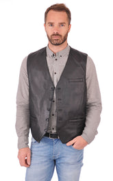 Men Genuine Leather Waistcoat 07 SkinOutfit